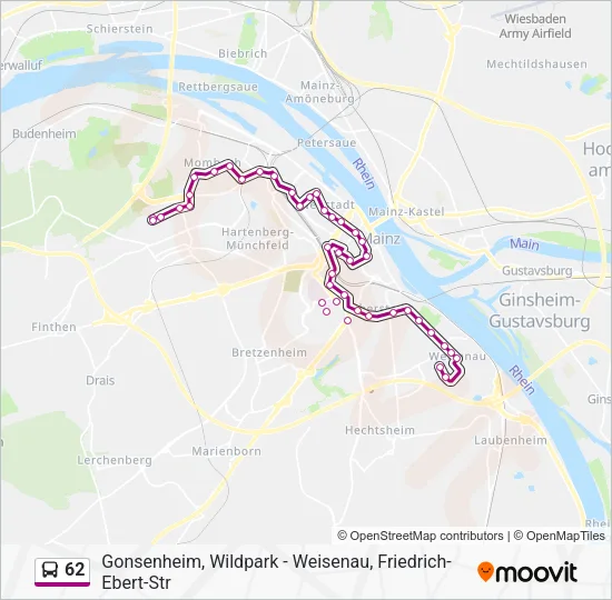 62 Bus Line Map