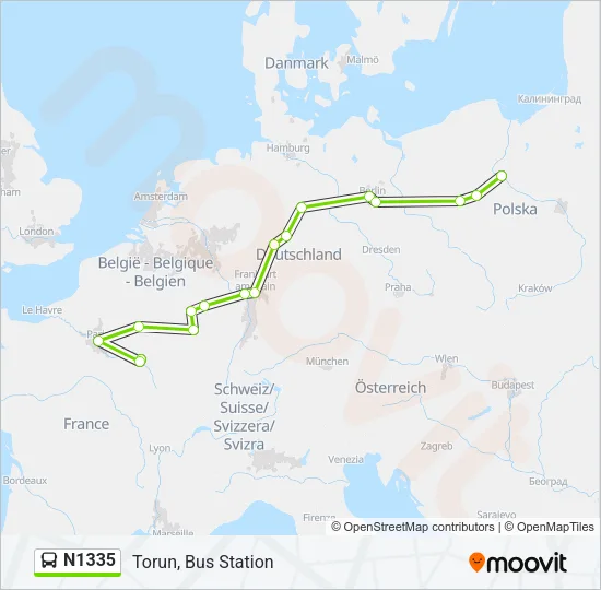 Автобус N1335: карта маршрута