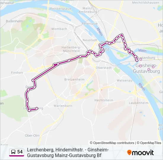 54 Bus Line Map