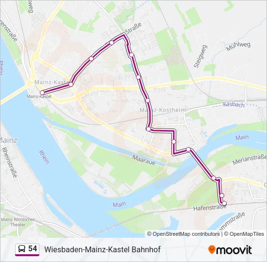 54 Bus Line Map