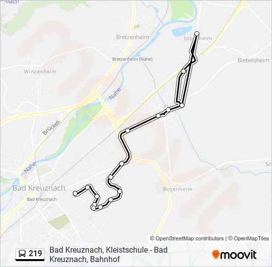 219 Bus Line Map