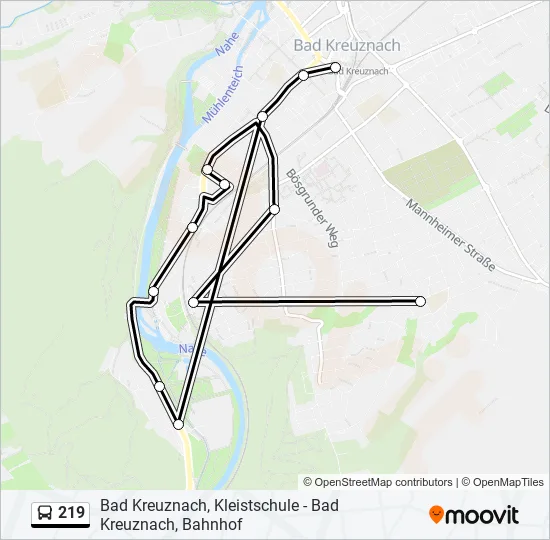 219 Bus Line Map