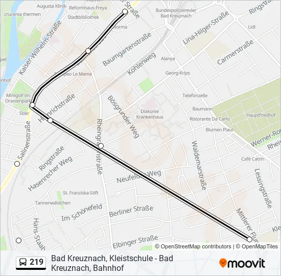219 Bus Line Map