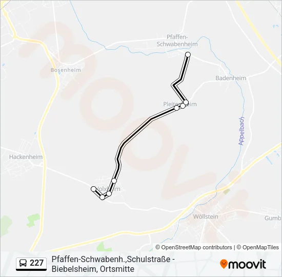 227 Bus Line Map