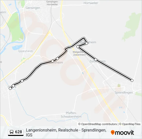 628 Bus Line Map