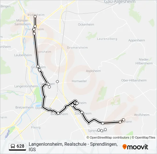 628 Bus Line Map