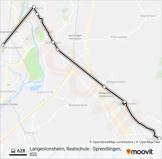628 Bus Line Map