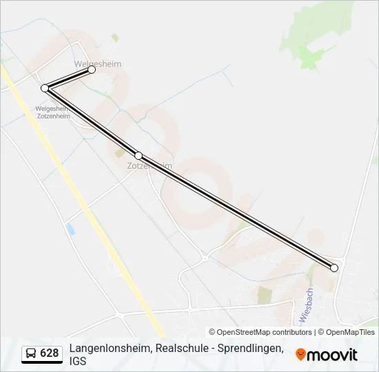 628 Bus Line Map