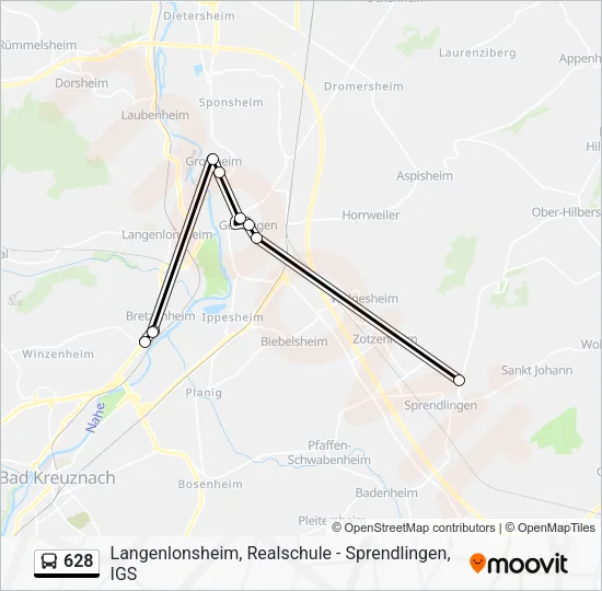 628 Bus Line Map