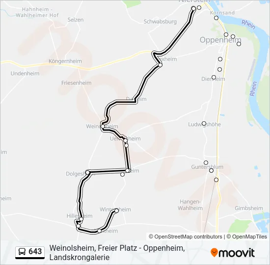 643 Bus Line Map
