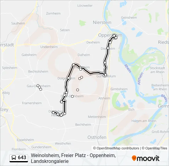 643 Bus Line Map