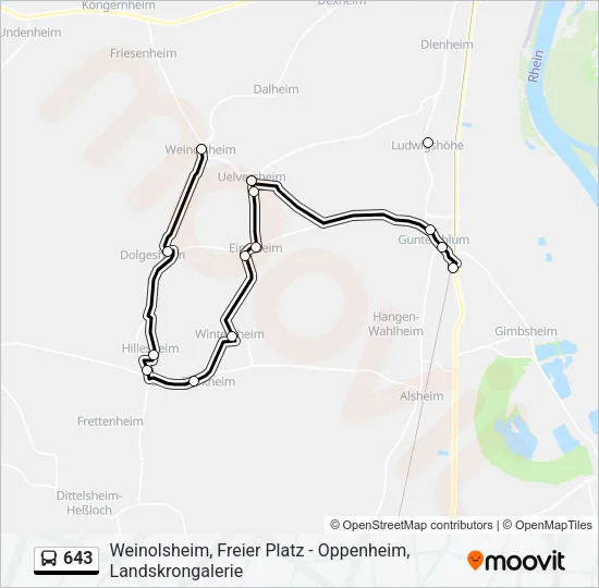 643 Bus Line Map