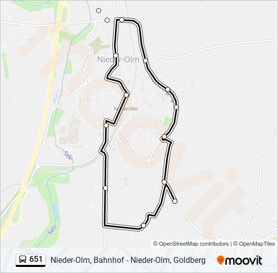 651 Route Fahrpläne, Haltestellen & Karten NiederOlm, Bahnhof