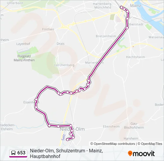 653 Bus Line Map