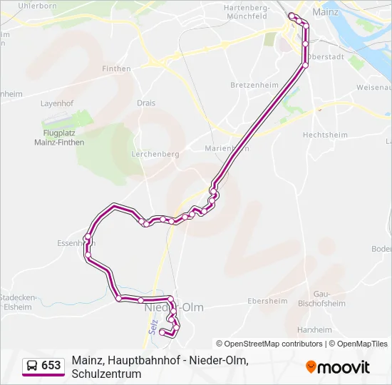 653 Bus Line Map