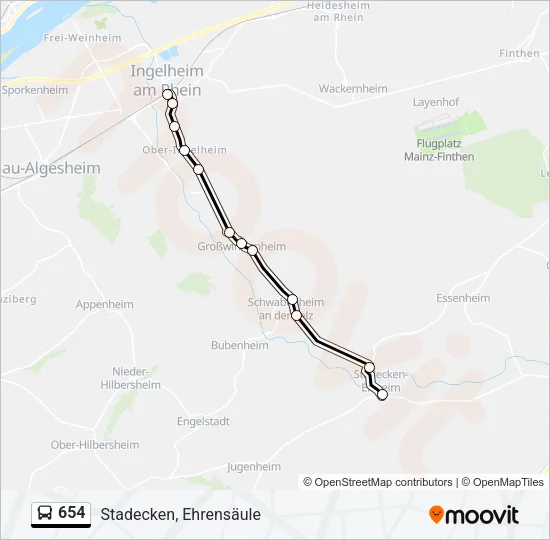 654 Bus Line Map