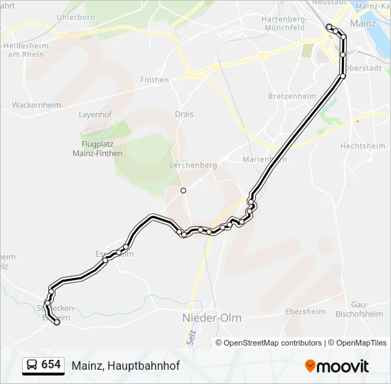 654 Bus Line Map