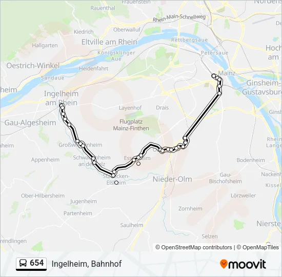 654 Bus Line Map