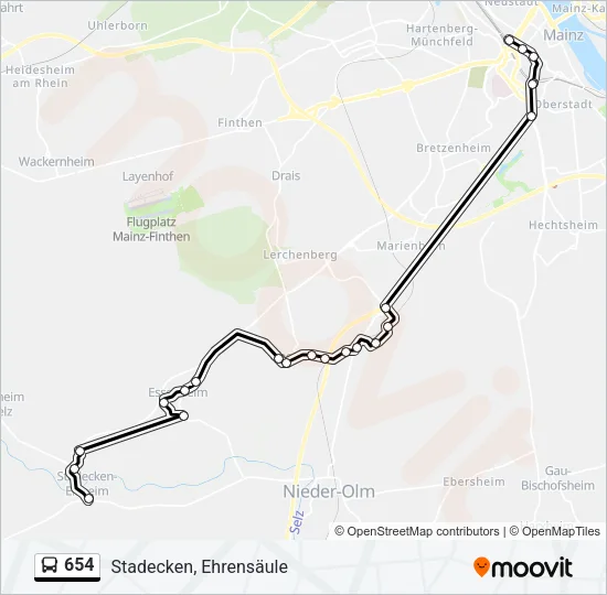 654 Bus Line Map