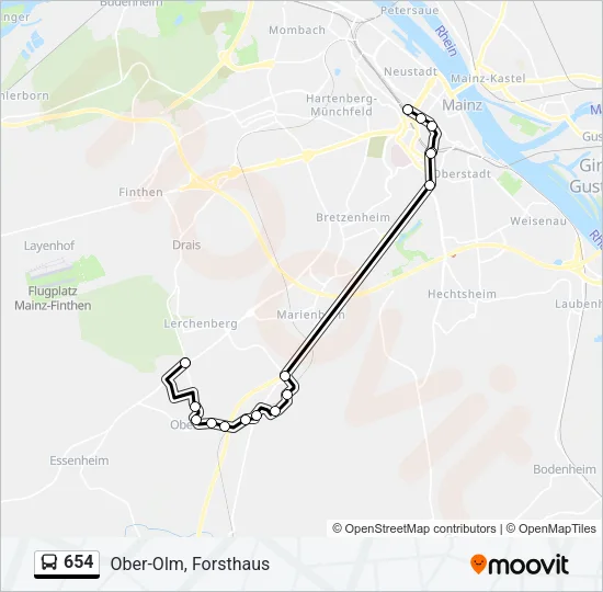 654 Bus Line Map