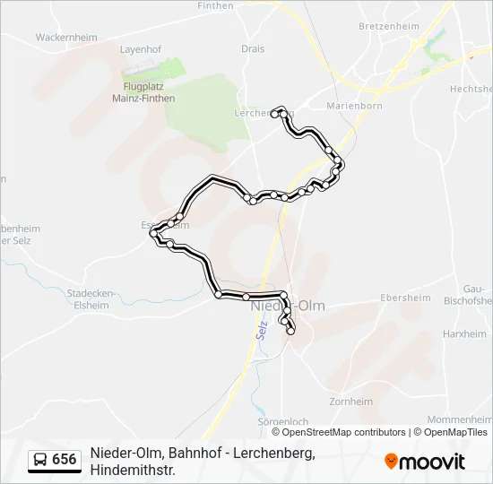 656 Bus Line Map