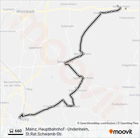 660 Bus Line Map