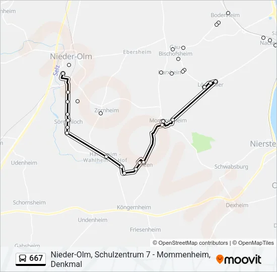 667 Bus Line Map