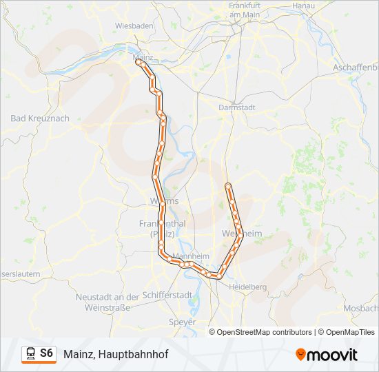 Поезд S6: карта маршрута