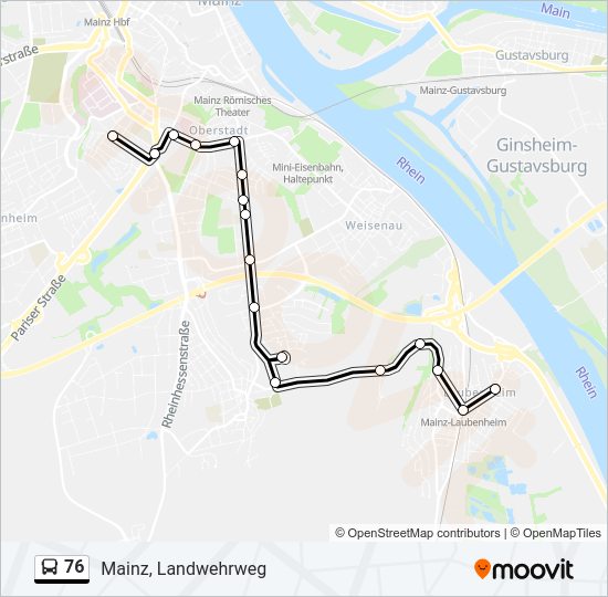 Автобус 76: карта маршрута