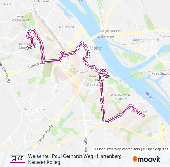 65 Bus Line Map