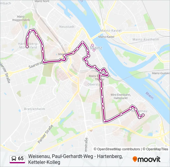 65 Bus Line Map