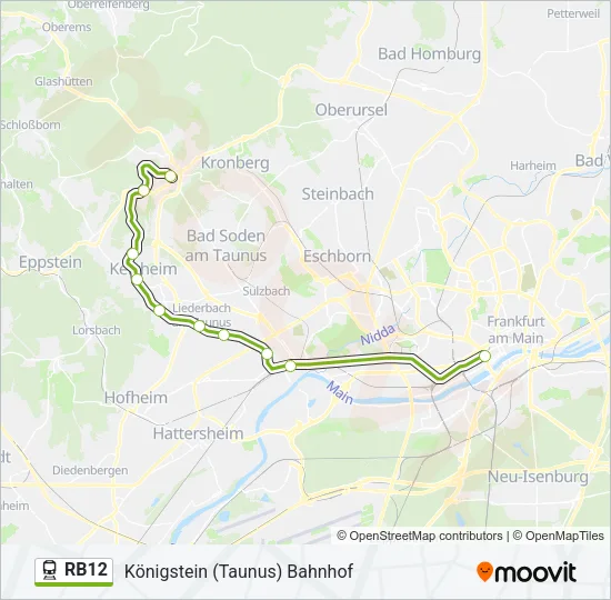 Поезд RB12: карта маршрута