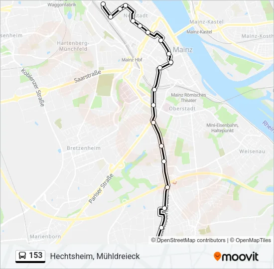 153 Bus Line Map