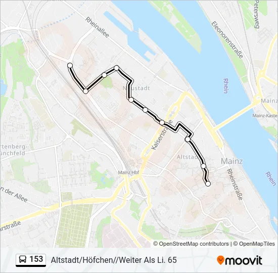153 Bus Line Map