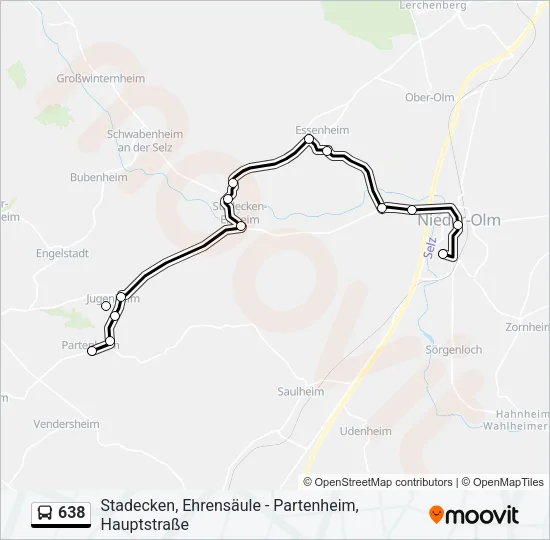 638 Bus Line Map