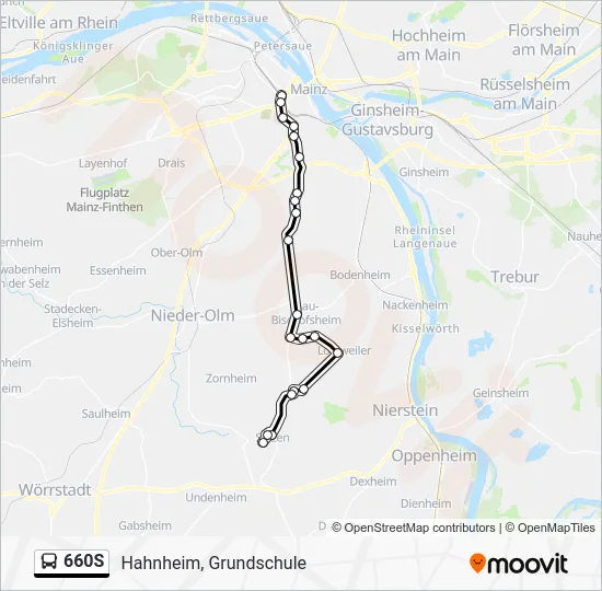 Автобус 660S: карта маршрута