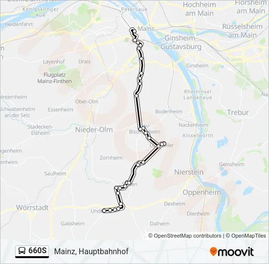 660S Bus Line Map
