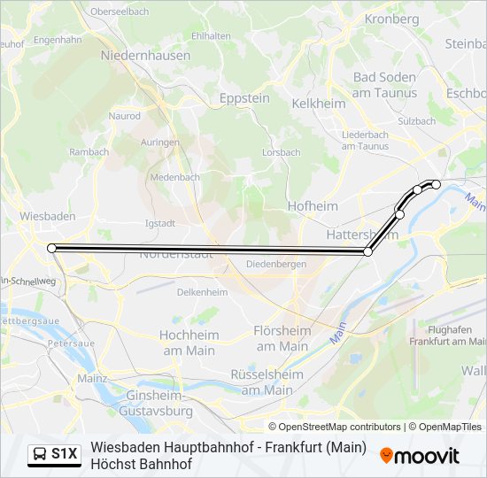 S1X Bus Line Map