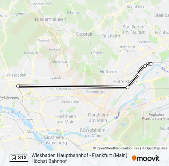 Buslinie S1X Karte