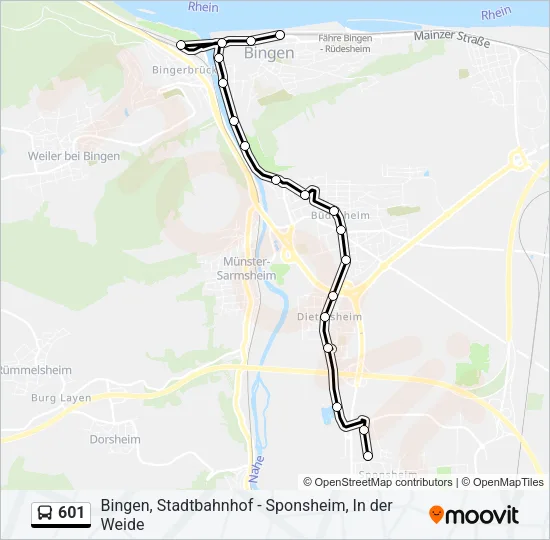 601 Bus Line Map