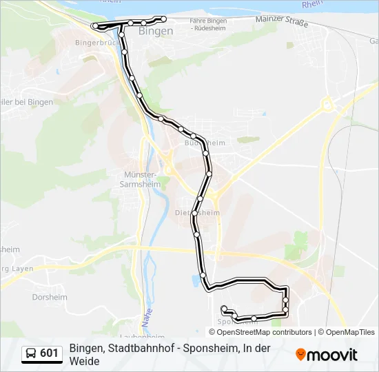 601 Bus Line Map