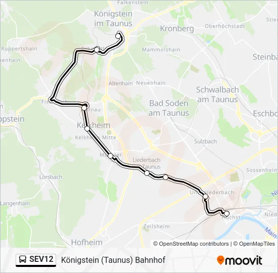 Автобус SEV12: карта маршрута
