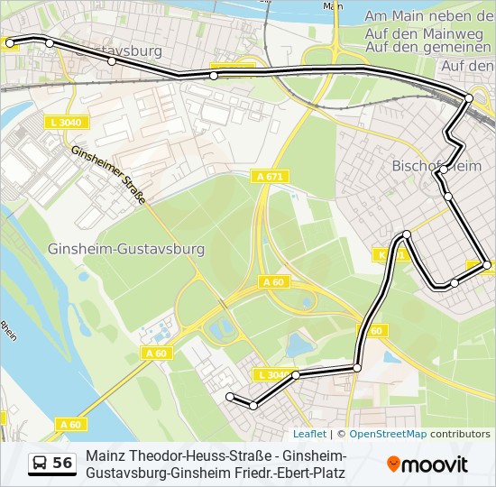 Mapa de 56 de autobús Mapa de 56 de autobús