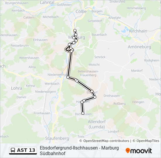AST 13 bus Line Map AST 13 bus Line Map