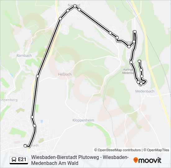E21 Bus Line Map