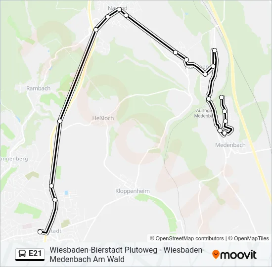 E21 Bus Line Map