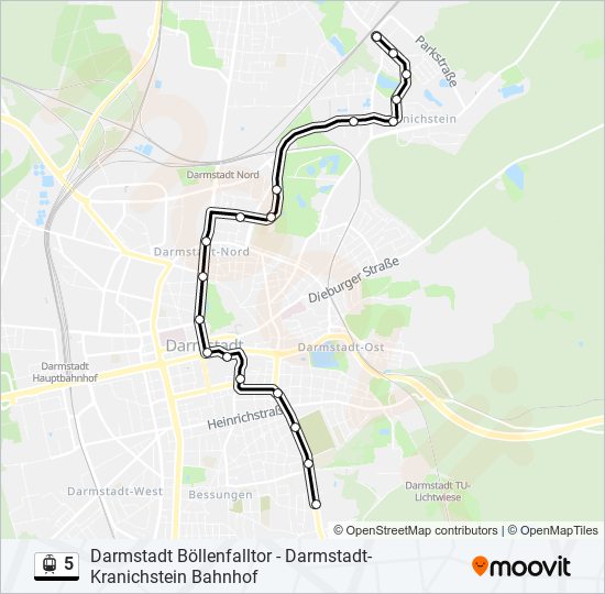 Straßenbahnlinie 5 Karte