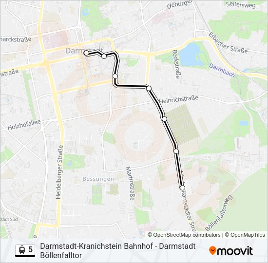 Трамвай 5: карта маршрута