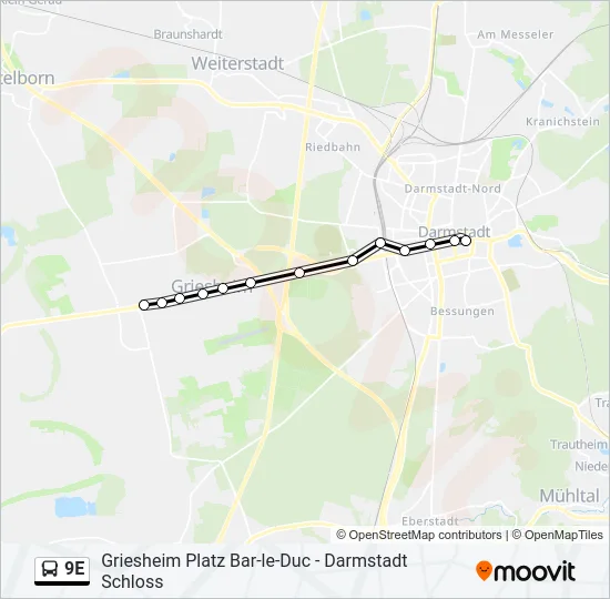 9E Bus Line Map