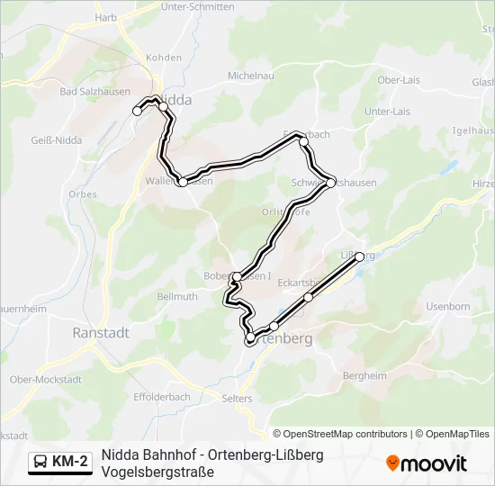 Автобус KM-2: карта маршрута